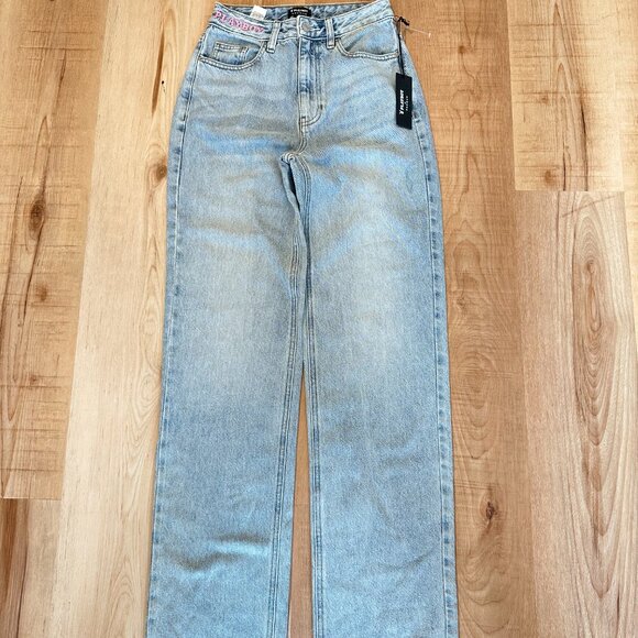 NWT PacSun X Playboy 90s Boyfriend Jeans Back Slash Size 24 Light Wash - Picture 5 of 14